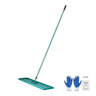 Rastrillo Nivelador de Césped, Herramienta de Nivelación de Césped de 121.9 x 25.4 cm, Nivelador de Césped de Alta Resistencia con Mango Extendido de Acero de 198.1 cm, Rastrillo Nivelador para Ja...