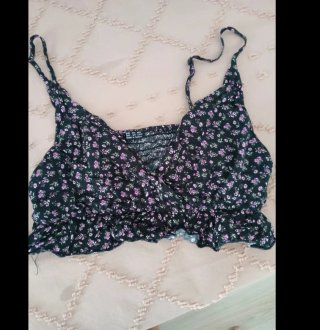 Top floral negro y rosa talla S