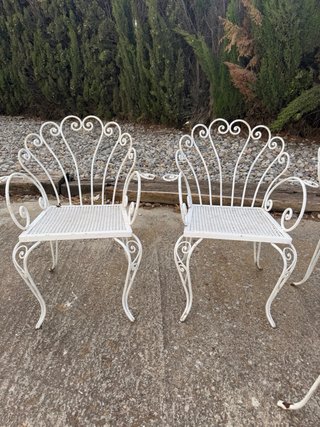 Set di 6 poltrone in metallo bianco