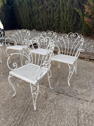 Set di 6 poltrone in metallo bianco