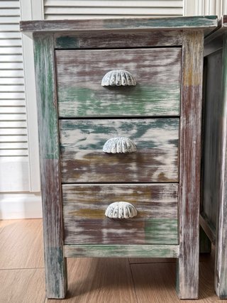 Conjunto Mesillas Noche Madera Decapada