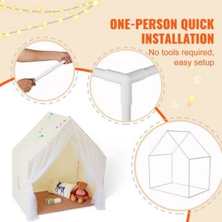 Tienda de Juego para Niños, Tienda para Niños de 1 a 5 Años, Tienda para Niños con Alfombra y Lámpara de Tienda, Tienda para Niños con Ventanas para Interior y Exterior, Tienda Yurt para Niños y N...