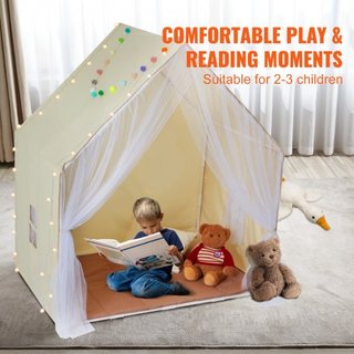 Tienda de Juego para Niños, Tienda para Niños de 1 a 5 Años, Tienda para Niños con Alfombra y Lámpara de Tienda, Tienda para Niños con Ventanas para Interior y Exterior, Tienda Yurt para Niños y N...