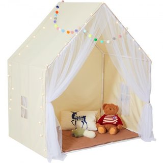 Tienda de Juego para Niños, Tienda para Niños de 1 a 5 Años, Tienda para Niños con Alfombra y Lámpara de Tienda, Tienda para Niños con Ventanas para Interior y Exterior, Tienda Yurt para Niños y N...
