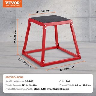 Caja de Salto Pliométrica, Caja Plyo de 18 Pulgadas, Plataforma Pliométrica de Acero y Caja de Agilidad para Saltar, Caja de Ejercicio Antideslizante para Entrenamiento en Casa, Entrenamiento de F...