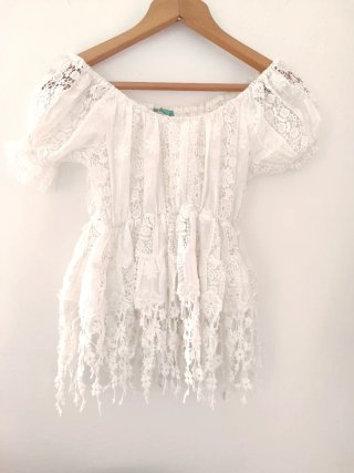 Top Antica Sartoria cotone, pizzo taglia unica