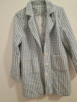 Blazer cuadros azul y blanco