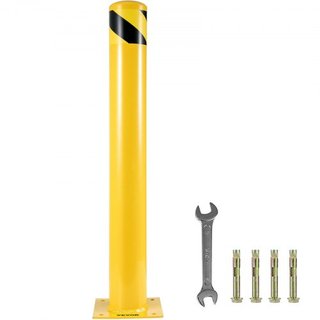 Bollard de Seguridad 107 cm x 11.4 cm Barrera de Seguridad Bollard 11.4 cm OD 107 cm de Altura Tubo de Acero con Recubrimiento en Polvo Amarillo con 4 Anclajes Gratis para Áreas Sensibles al Tráfico