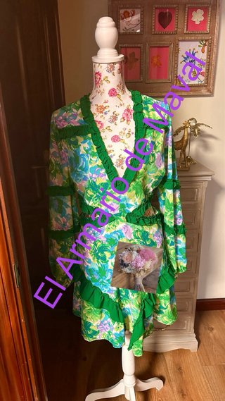 Vestido Fetiche Suances verde estampado