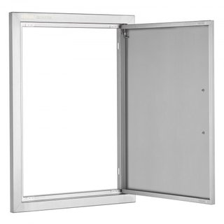 Puerta de Acceso para BBQ, Puerta de Cocina Exterior Individual de 432x610 mm, Puerta Montada a Ras de Acero Inoxidable, Puerta Vertical de Pared con Mango, para Isla de BBQ, Estación de Parrilla,...