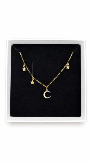 Colgante Luna y Estrellas Dorado