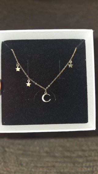 Colgante Luna y Estrellas Dorado