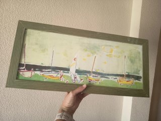 Cuadro de veleros en madera
