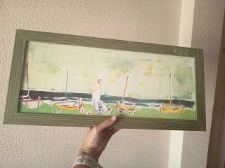 Cuadro de veleros en madera