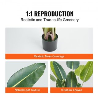 Árbol Artificial de Aves del Paraíso, Planta Falsa de 1.5m de Altura, Material PE y Protección Antivuelco, Planta de Bajo Mantenimiento, Árbol Falso Verde Realista para Decoración de Hogar, Oficin...