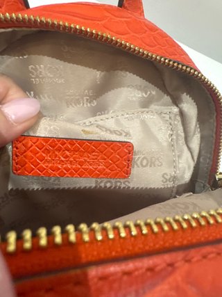 Bolso Mochila Michael Kors Rojo Naranja Piel Serpi
