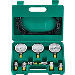Kit de Prueba de Presión Hidráulica, 250/400/600bar, 3 Manómetros 6 Acoplamientos de Prueba 3 Mangueras de Prueba, Conjunto de Manómetros Hidráulicos para Excavadoras con Estuche Portátil para Exc...