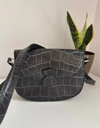 Bolso Tous Coco Piel Cocodrilo Negro/Gris