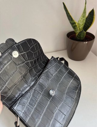 Bolso Tous Coco Piel Cocodrilo Negro/Gris