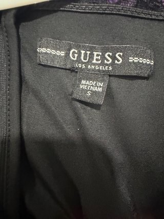 Vestido Guess Negro Encaje Hombros Descubiertos
