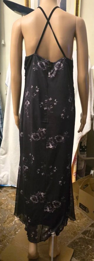 Vestido gasa flores negro