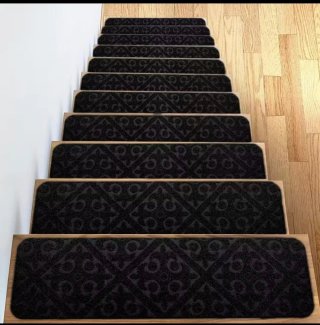 7 Tappetini Antiscivolo per Scale 55x19cm Neri