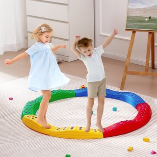 Piedras de Equilibrio, 8 PCS Tableros de Equilibrio para Niños Pequeños con Superficie Texturizada Antideslizante y Almohadillas de Goma, Juguete Montessori para Niños de 2 a 6 Años, Desarrolla Co...