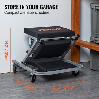 Z-Creeper Seat, 2 en 1 Rodante Plegable Car Creeper/Taburete, Capacidad de 300 lbs Mecánico Creeper, Creeper de Perfil Bajo con 6 ruedas para Garaje, Taller, Reparación de Autos, Acostarse o Senta...