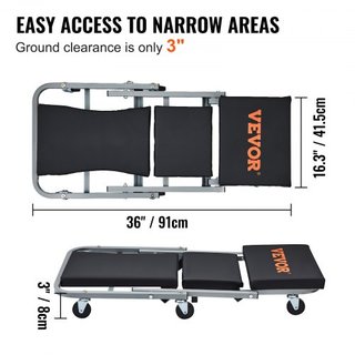 Z-Creeper Seat, 2 en 1 Rodante Plegable Car Creeper/Taburete, Capacidad de 300 lbs Mecánico Creeper, Creeper de Perfil Bajo con 6 ruedas para Garaje, Taller, Reparación de Autos, Acostarse o Senta...