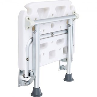 Asiento de Ducha Plegable de PE, 15.7'' x 14.8'' Desplegado, Banco de Ducha Montado en la Pared Plegable con Capacidad de Carga de 500 lbs, Silla de Ducha Plegable que Ahorra Espacio para Personas...