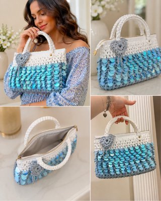 Borsa uncinetto artigianale con paillettes