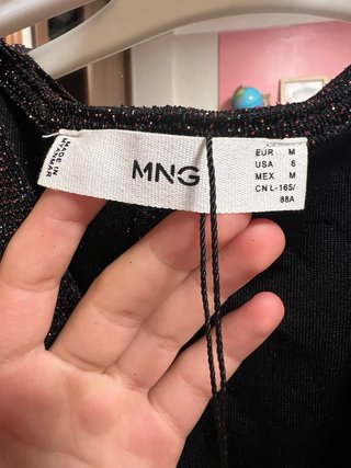 Vestido Mango fiesta negro con purpurina