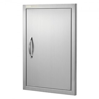Puerta de Acceso para BBQ, Puerta de Cocina Exterior Individual de 457x610 mm, Puerta de Montaje Empotrado de Acero Inoxidable, Puerta Vertical de Pared con Mango, para Isla de BBQ, Estación de Pa...