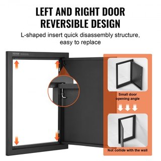Puerta de Acceso para BBQ, Puerta de Cocina Exterior Individual de 415x570 mm, Puerta de Montaje Flush de Placa Fría, Puerta Vertical de Pared con Mango, para Isla de BBQ, Estación de Parrilla, Ga...