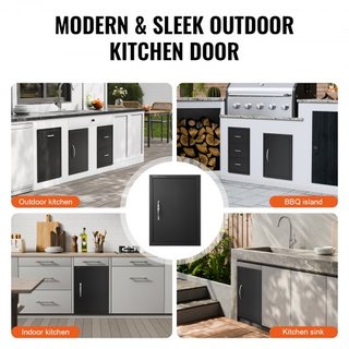 Puerta de Acceso para BBQ, Puerta de Cocina Exterior Individual de 415x570 mm, Puerta de Montaje Flush de Placa Fría, Puerta Vertical de Pared con Mango, para Isla de BBQ, Estación de Parrilla, Ga...