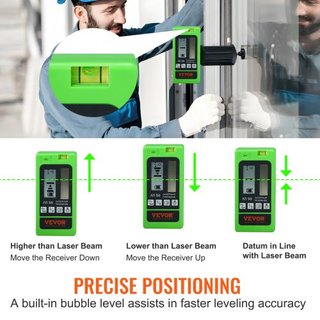 Detector de láser receptor 6004.6 cm de alcance láser verde y haz rojo con abrazadera