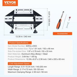 Plantilla para Bisagra de Puerta, Abridor de Agujeros de Aleación de Aluminio para Carpintería, Localizador de Ranuras, Guía Flexible para Agujeros de Bisagra de Puerta de Madera, Plantilla para I...