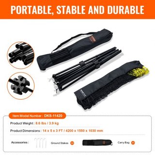 Red de bádminton, red de voleibol ajustable en altura, red de pickleball plegable de 14 pies de ancho, conjunto de red de tenis portátil de fácil instalación con postes, soporte y bolsa de transpo...