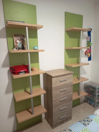 2 Estanterías de 5 baldas madera y metal
