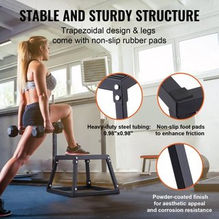 Caja de Salto Pliométrica, Caja Plyo de 12 Pulgadas, Plataforma Pliométrica de Acero y Caja de Agilidad para Saltar, Caja de Ejercicio Antideslizante para Entrenamiento en Casa, Entrenamiento de F...