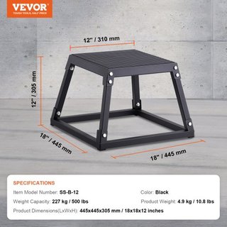 Caja de Salto Pliométrica, Caja Plyo de 12 Pulgadas, Plataforma Pliométrica de Acero y Caja de Agilidad para Saltar, Caja de Ejercicio Antideslizante para Entrenamiento en Casa, Entrenamiento de F...