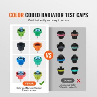 Kit de prueba de presión de radiador universal de 14 piezas, kit de prueba de presión de refrigerante con bomba manual y adaptadores de tapa de acero codificados por colores, con caja de herramien...