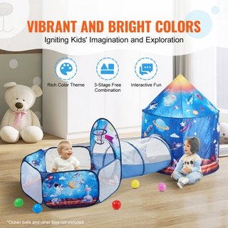 Tienda de Juego 3 en 1 para Niños con Túnel para Niños, Niñas, Bebés y Niños Pequeños, Casa de Juego Plegable para Interior/Exterior con Bolsa de Transporte y Correas de Sujeción Regalos de Cumple...