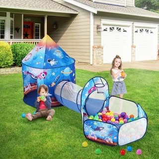 Tienda de Juego 3 en 1 para Niños con Túnel para Niños, Niñas, Bebés y Niños Pequeños, Casa de Juego Plegable para Interior/Exterior con Bolsa de Transporte y Correas de Sujeción Regalos de Cumple...