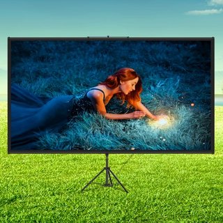 Pantalla de Proyector Tripode con Soporte 110 pulgadas 16:9 Pantalla de Proyección 4K HD Soporte Sin Arrugas Altura Ajustable Pantalla Portátil para Proyector Interior y Exterior para Películas, C...