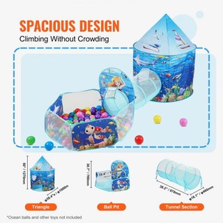 Tienda de Juego 3 en 1 para Niños con Túnel, Aro de Baloncesto para Niños, Niñas, Bebés y Niños Pequeños, Casa de Juego Plegable para Interior/Exterior con Bolsa de Transporte y Correas de Sujeció...