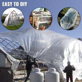 Película para Invernadero 4.8 x 8.5 m, Película de Polietileno para Invernadero 0.1524 mm de Grosor, Película Plástica Transparente para Invernadero Resistente a UV, Película de Polietileno Mantie...