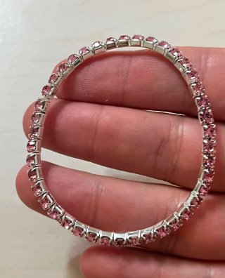 Pulsera Ajustable Cristales Circonitas Rosa Acero