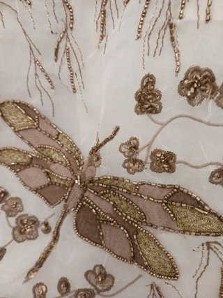 Bolso Zara nuevo tul bordado pedrería oro libelula