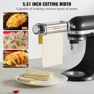 Accesorio de Pasta para Batidora de Pie KitchenAid, Accesorio de Rodillo de Hoja de Pasta de Acero Inoxidable, Máquina de Hacer Pasta con 8 Niveles de Grosor Ajustables, Accesorio de Pasta Kitchen...